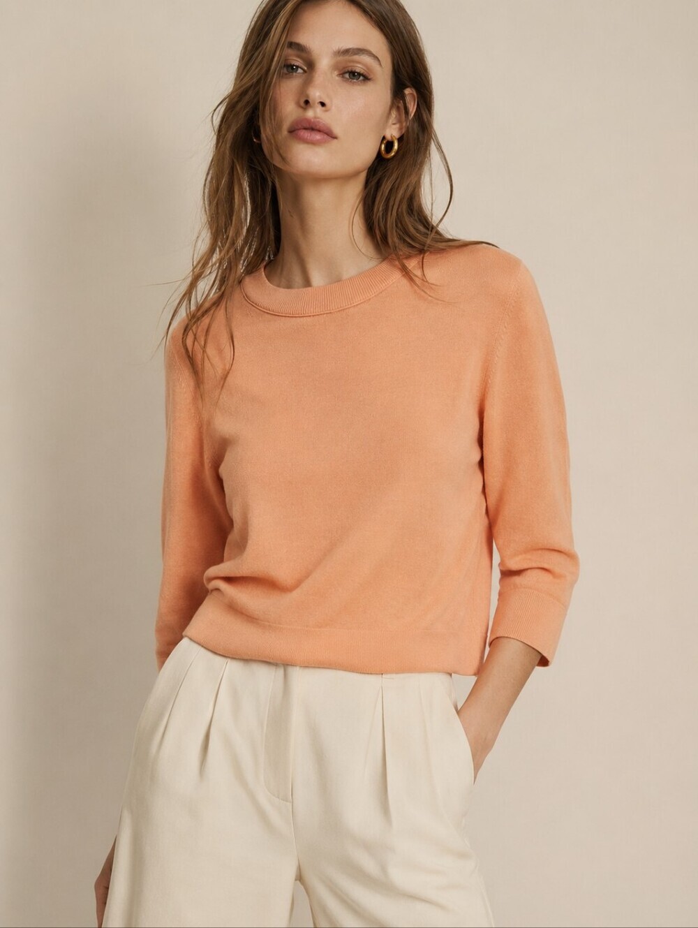 ❤️ CLUB MONACO WOOL SWEATER TOP, PEACH, MEDIUM